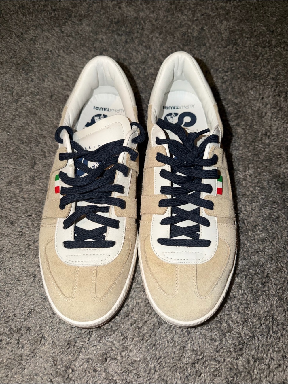 P448 Men’s Beige Suede Sneakers with Navy Laces